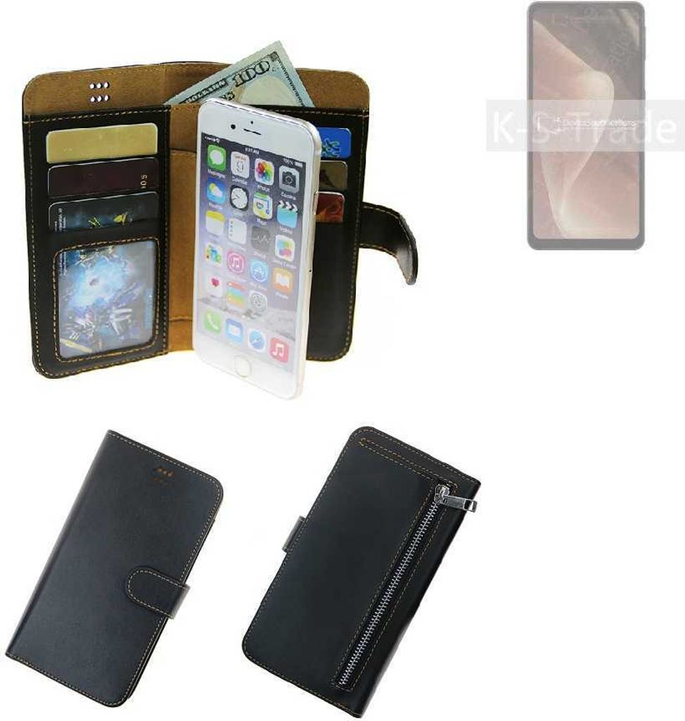K-S-Trade Schutz Hülle kompatibel mit Sharp Aquos Sense7 Plus Klapphülle Case Phone cover Slim Handytasche Handy Hülle schwarz aus Kunstleder (1