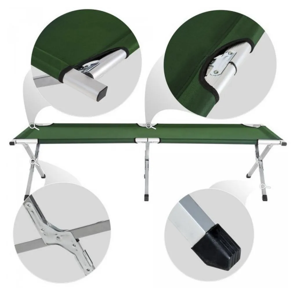 Linder Exclusiv Lit de camping pliant Vert : lit de camp robuste et léger