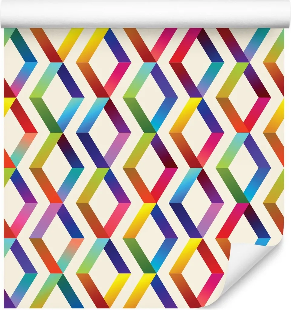 Papier peint 3D relief 10m motif géométrique coloré en intissé épais