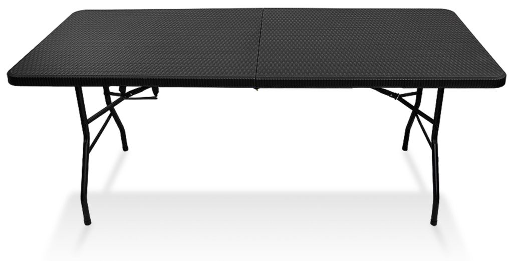 IvoQ Klapptisch – 180 cm – Rattan-Optik – Schwarz – Produktbild 