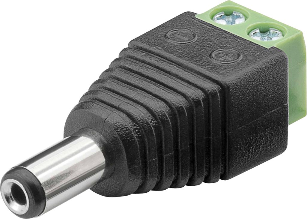 Goobay 76747, Terminal Block 2-pin, DC male (5.50 x 2.10 mm), Schwarz, Grün