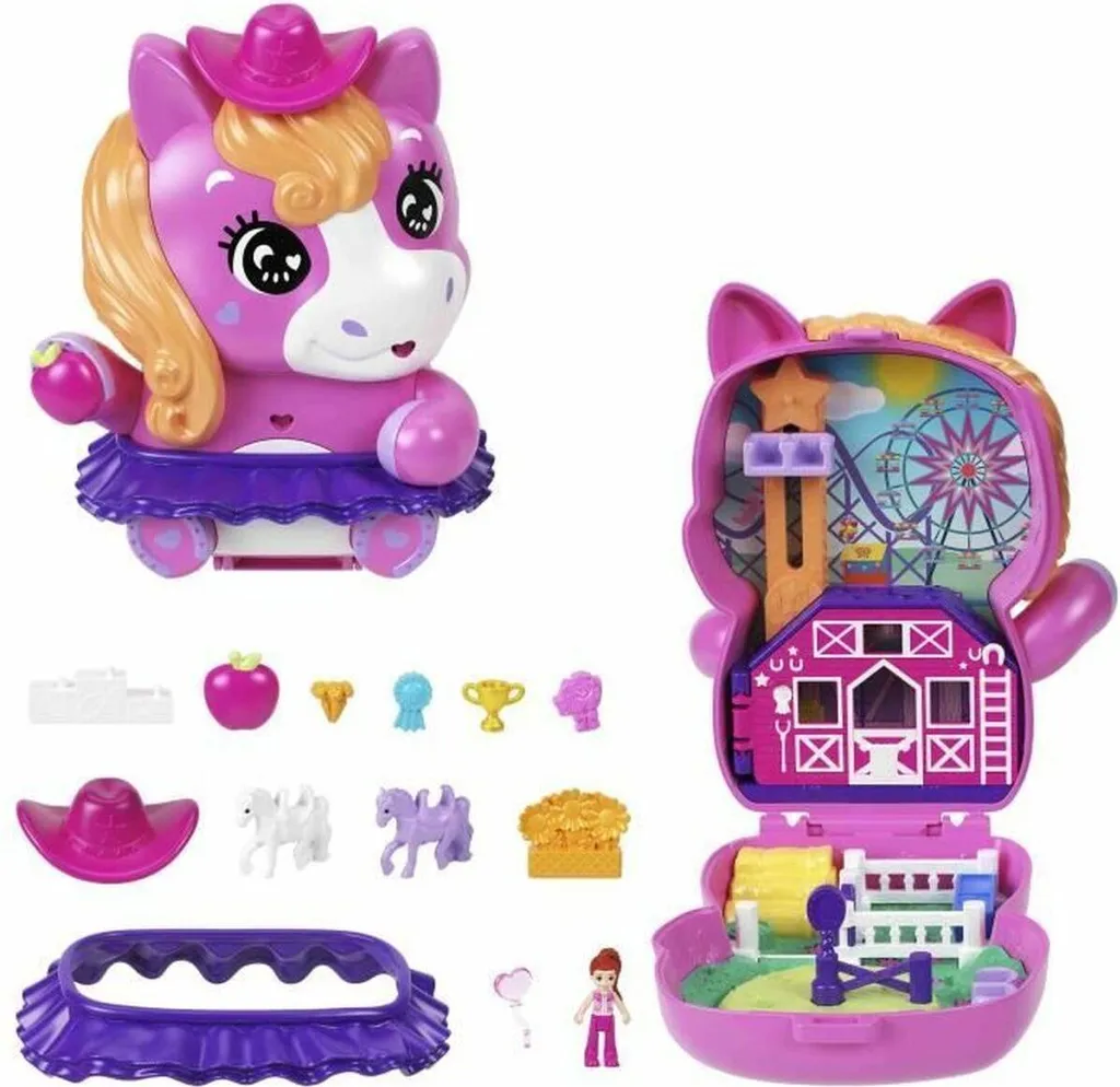 Coffret de Jeu Polly Pocket Pony Rodeo Box avec Figurines et Accessoires