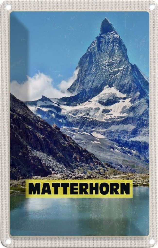 vianmo Blechschild 30x20 cm Matterhorn Gebirge Schweiz Wanderung Bildmotiv Reisemotiv Abenteuer Reisen Urlaub