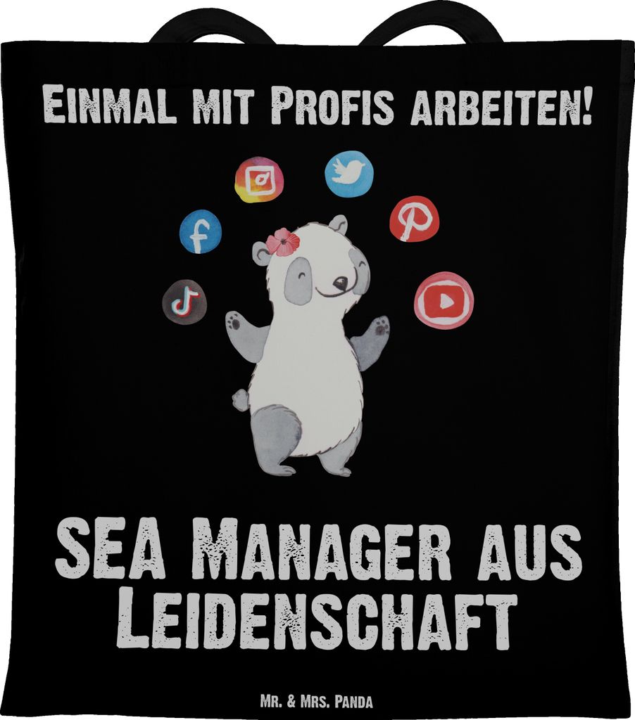 Mr. & Mrs. Panda Einkaufstasche SEA Manager Leidenschaft - Schwarz - Geschenk, Suchmaschinenmarketing, Shopping Tasche, Suchmaschinenwerbung, toteb...