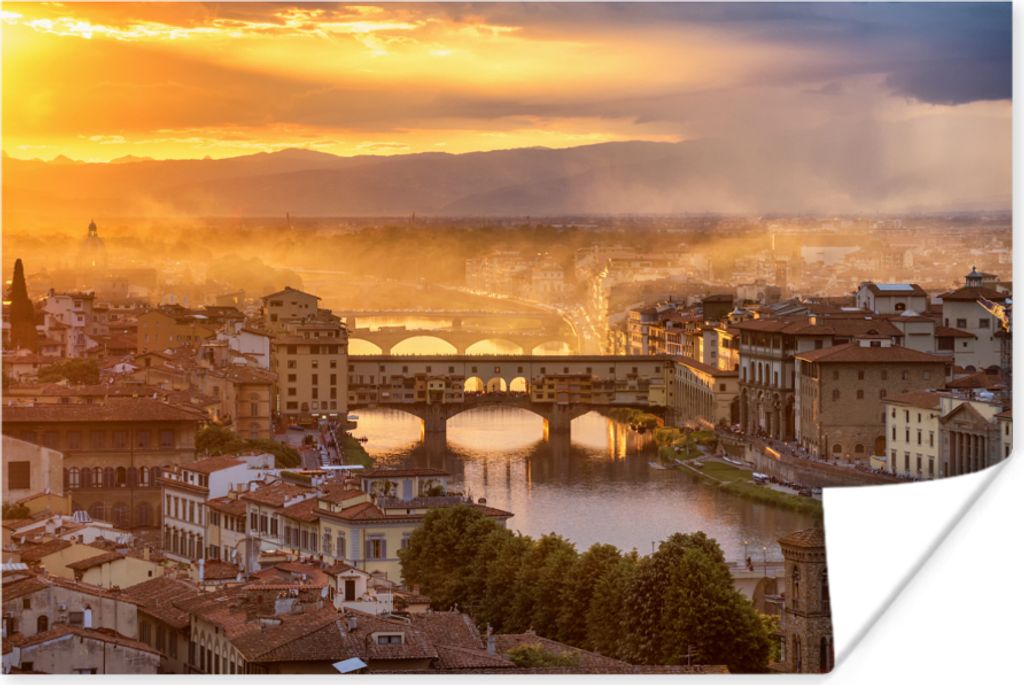 MuchoWow Poster Italien - Nebel - Sonnenaufgang - Florenz 30x20 cm - Plakate - Print