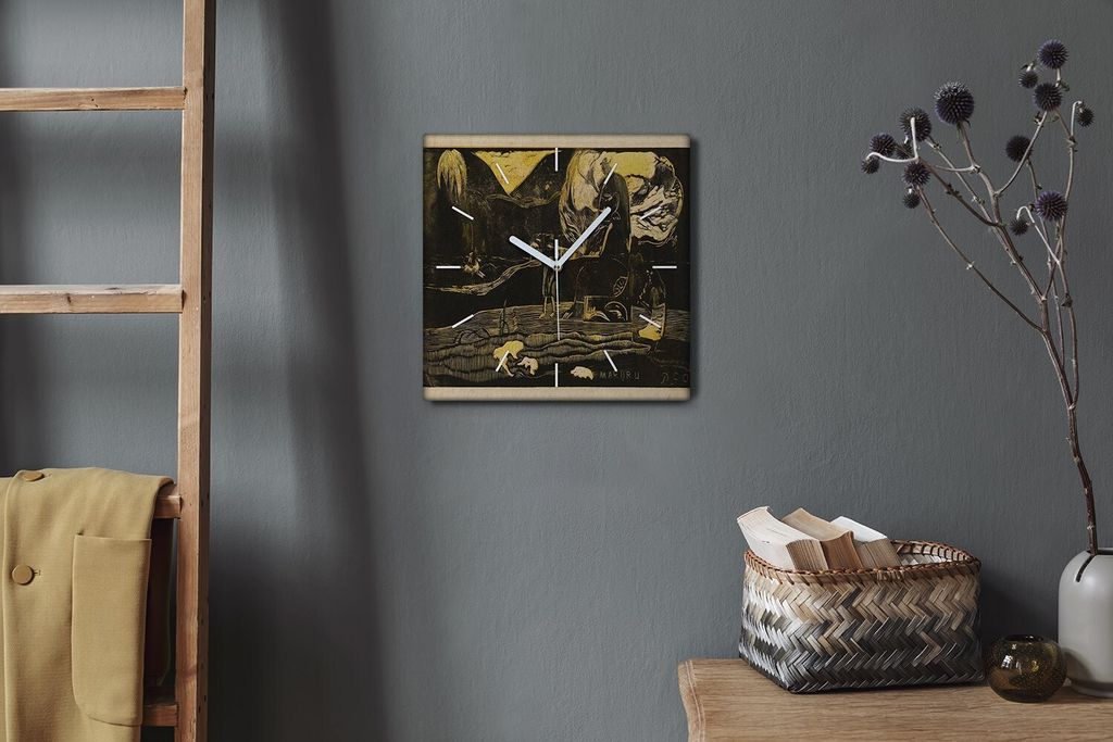 Coloray Hodiny Unikátní 30x30 cm Tiché hodiny Pro obývací pokoj a kuchyň Nástěnné hodiny Plátno Bílé ručičky hodin - Maruru Gauguin