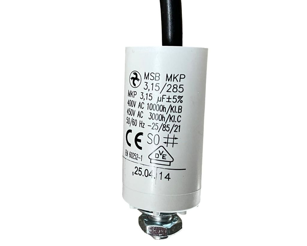 kondensator MKP 3,15 µF 450V AC ±5% – 250 mm Kabel – Produktbild 
