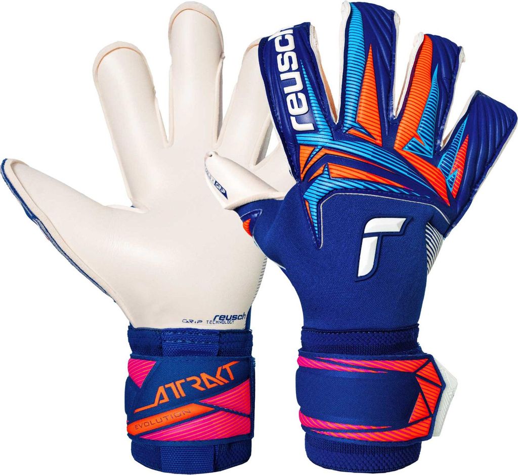 Reusch Torwarthandschuhe Attrakt Gold X Evolution mit atmungsaktiven Mesh-Einsätzen 4126 sharp blu/wht/shock orng 10
