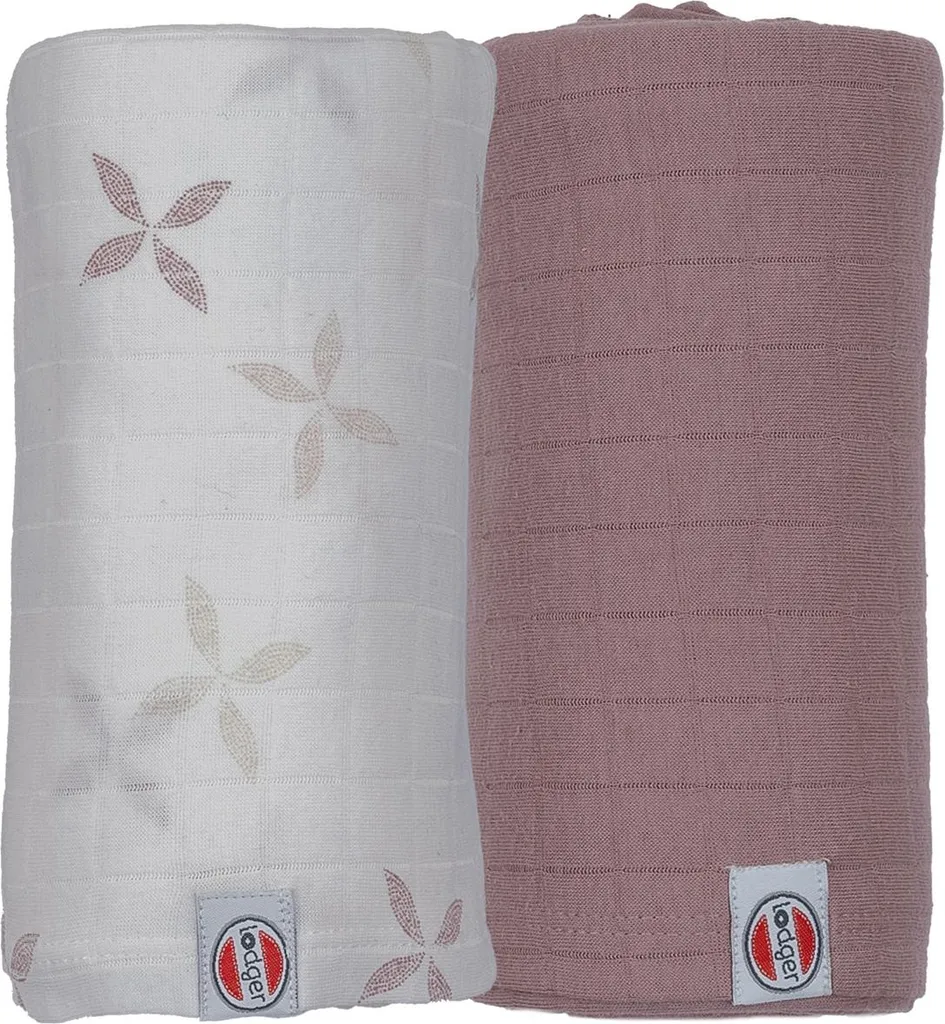Lodger Lingettes Hydrophiles Matcha Rose 110x110 cm - Lot de 2 Langes