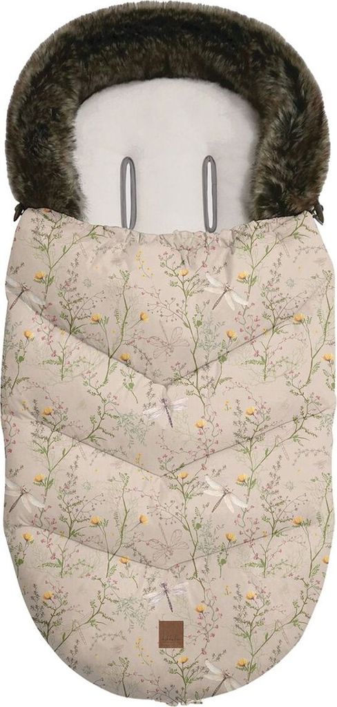 Kikkaboo Kinderwagen Fußsack Luxury Fell Reißverschluss abnehmbare Fußabdeckung hellbraun