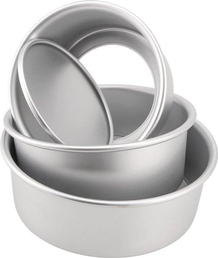 Runde Backblech-Set aus geanodiertem Aluminium, 6 Zoll, 7 Zoll, 8 Zoll, runde Form, entfernbare Boden, tiefe Antihaftbeschichtung