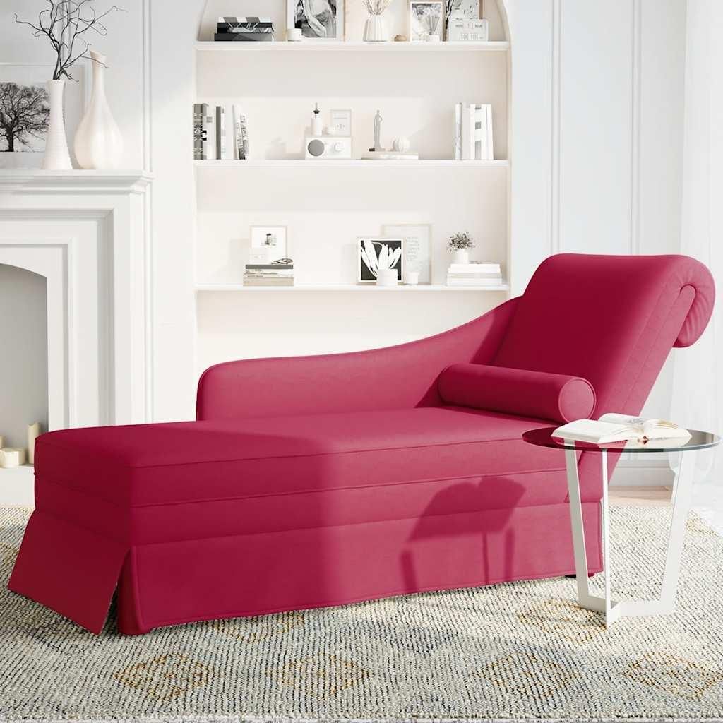 vidaXL Chaiselongue mit Nackenrolle und Rechter Armlehne Weinrot Samt