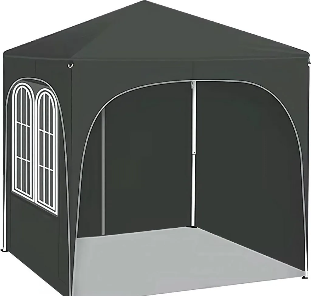 Pavillon pliable 2x2 m gris : l'abri compact contre le soleil et la pluie