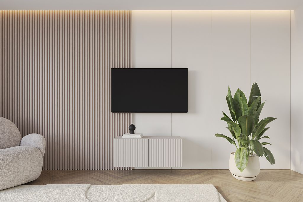 ALTDECOR TV-Schrank NOA-2-W mit Gefrästen Fronten 100x40x40 Lowboard hängend, TV Möbel, TV Cabinet, Fernsehtisch, Fernsehschrank, TV Kommode, TV...