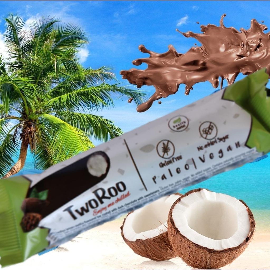 10 x 30g TwoRoo Vegan "Quark" Schoko Riegel mit Vanille und Produktbild 