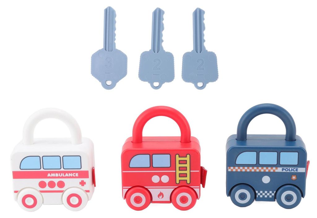Lernschloss in Autoform für Kinder šC Schiebeschloss mit Schlüssel šC Lernspielzeug für Kinder šC Geschenkidee für Jungen und Mädchen