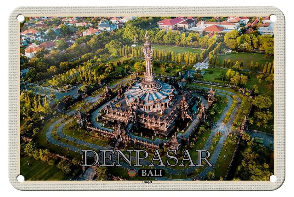 Blechschild Reise 18x12cm DENPASAR Bali Tempel Architektur Schild