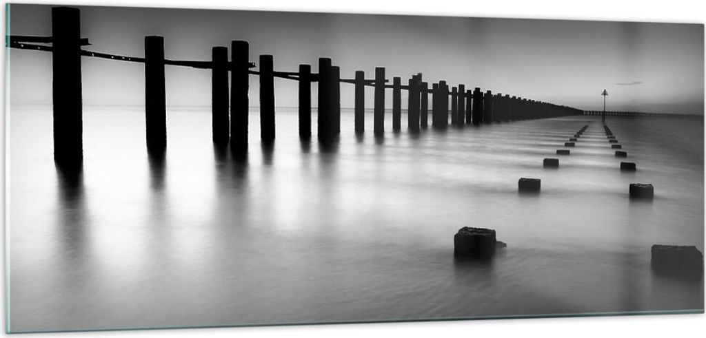Bilder auf glas - Meer Ufer Ozean Horizont - 100x40cm - Glasbilder - Wandbilder - Kunstdruck - zum Aufhängen bereit - Wanddekoration aus Glas - Gl...