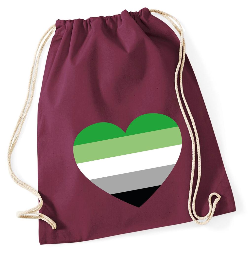 Huuraa Turnbeutel Aromantische Pride Flagge LGBTQ Herz 12 Liter Burgundy Baumwolle Rucksack Geschenkidee