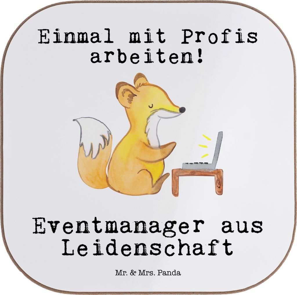 Mr. & Mrs. Panda Untersetzer für Gläser Eventmanager Leidenschaft - Weiß - Geschenk, gläseruntersetzer, Holzuntersetzer, Beruf, Promoter, Tisch...