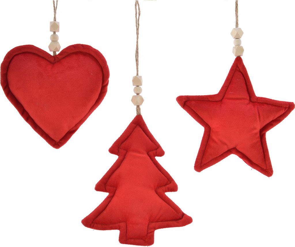 Roter Plüsch-Weihnachtsbaumanhänger 26x15 cm Produktbild 
