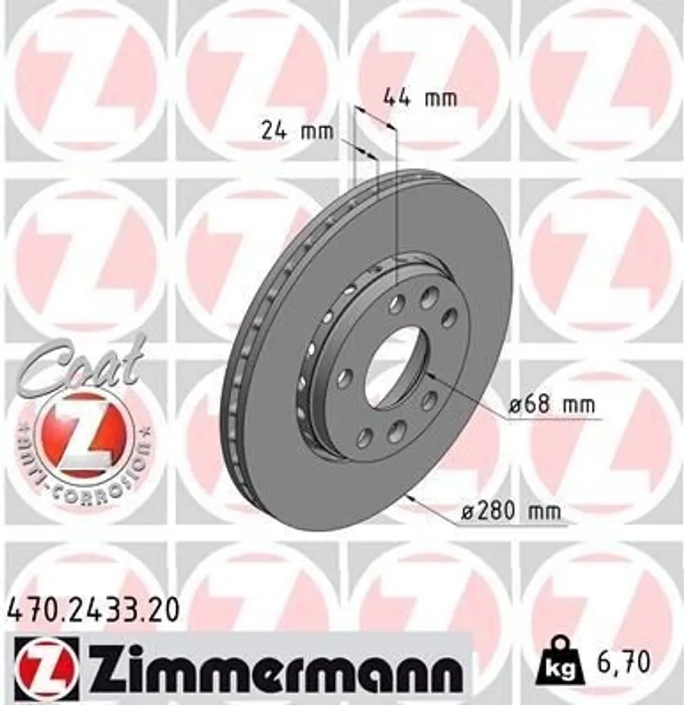 Disque de frein Zimmermann 470.2433.20 pour Renault Grand Scenic III