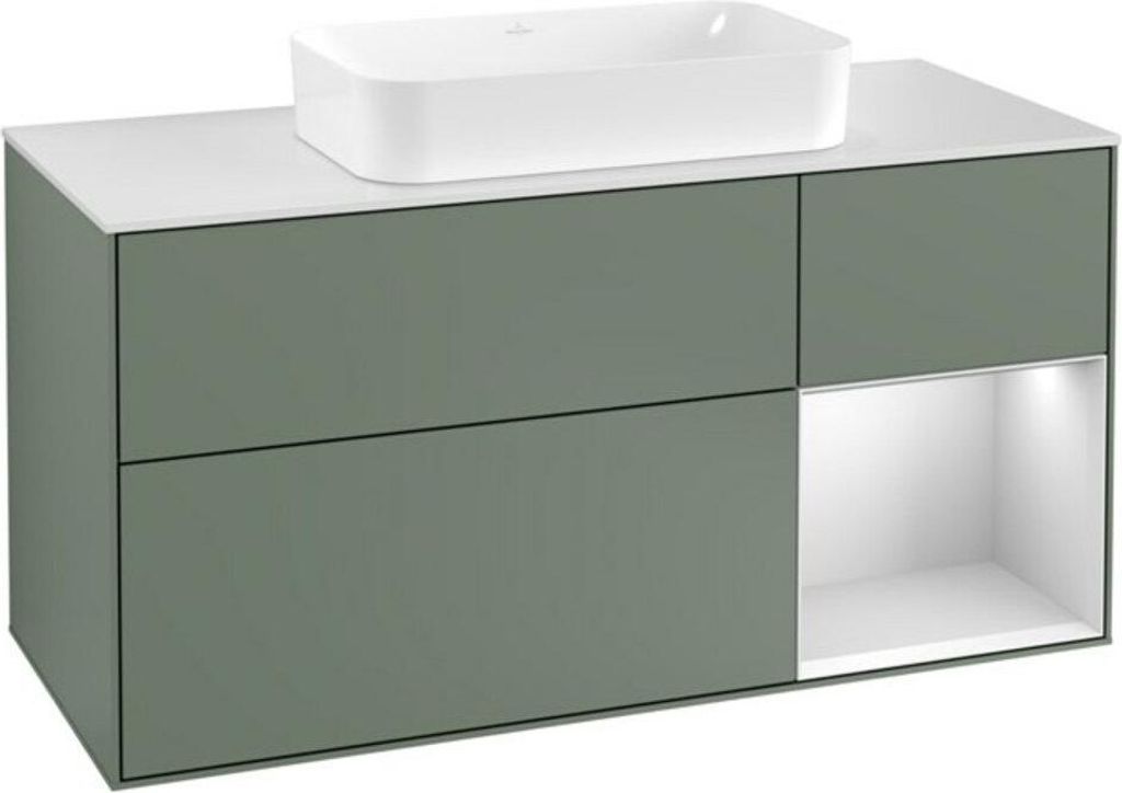 V&B Waschtischunterschrank Finion 120cm, Pl w m, Rg r w m Lac, Oli. m Lac