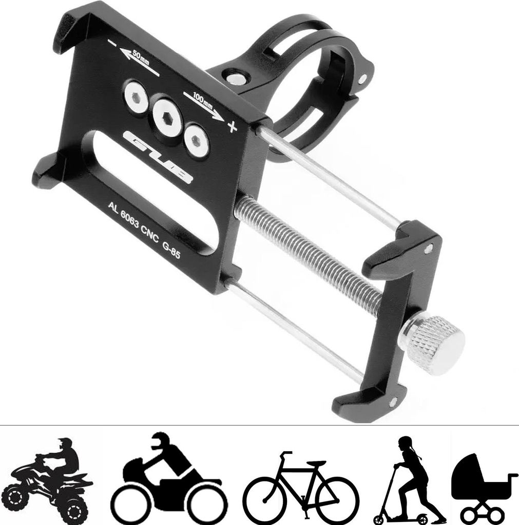 Smartphone Alu Handyhalterung für Samsung Galaxy A10 Lenker Motorrad Halterung Fahrrad Handy Halter in Schwarz