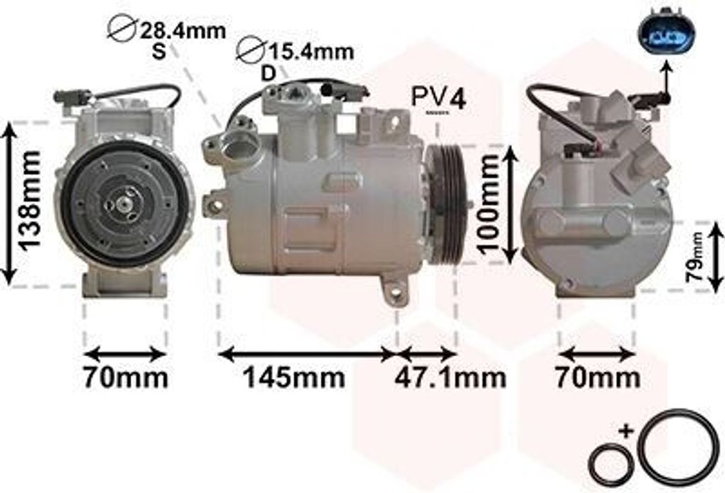 VAN WEZEL 0600K306 7SEU17C Klimaanlage Klimakompressor PAG 46 R134a für BMW 5 Limousine (E60) 5 Touring (E61) 7 (E65, E66, E67)