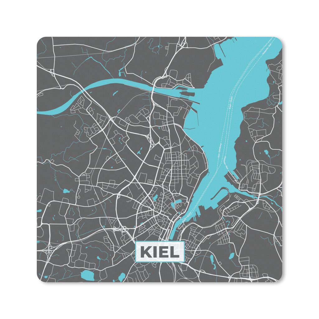MuchoWow Mauspad Mousepad Stadtplan - Kiel - Deutschland - Karte 30x30 cm - Mousepads - Maus Mat - Pad - Mausunterlage - Gaming