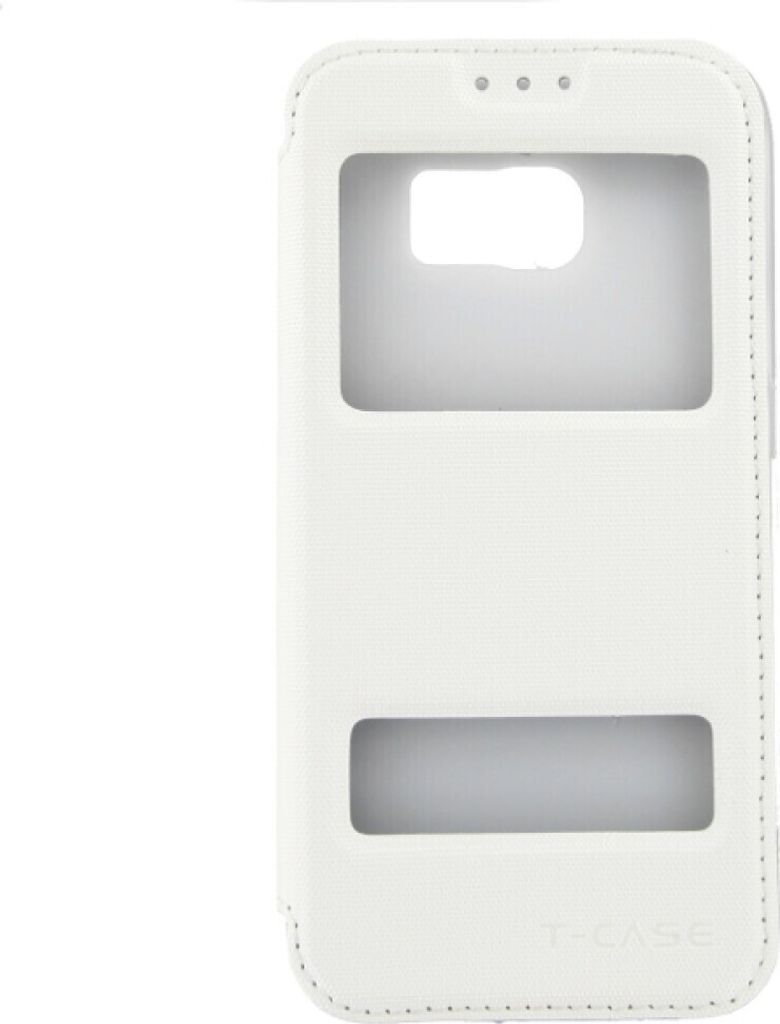 Flip Cover Handyhülle für Samsung S6 Edge Weiß Magnetisch