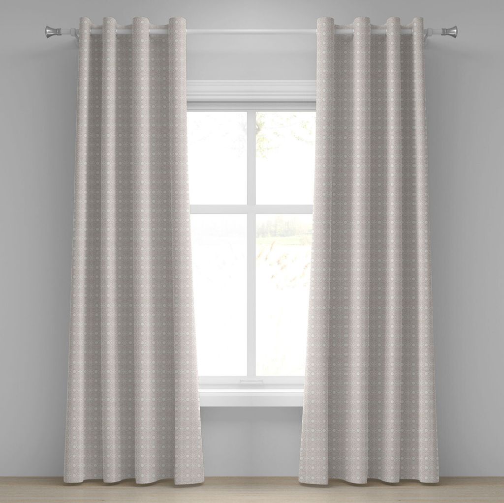 ABAKUHAUS Blumen Ösenvorhang, Symmetrische Grafik Blumen und Punkte Muster Pastell Farben Frühling Natur, Dekorative 2-Panel-Fenstervorhänge, 28...