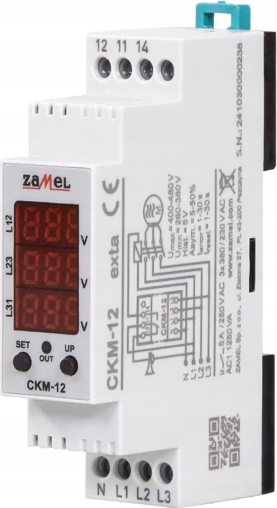 Capteur de phase True RMS CKM-12 Zamel Blanc avec Alerte LED Visuelle