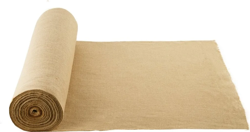 Tissu de jute 50x50 cm et ruban de jute 45m pour décoration naturelle