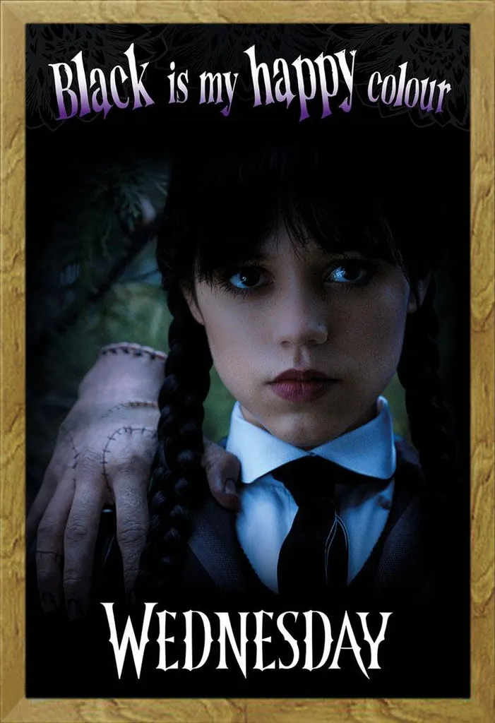 Set Mercoledì Poster + Cornice Shinsuke Maxi MDF Oak 30mm - 61x91,5