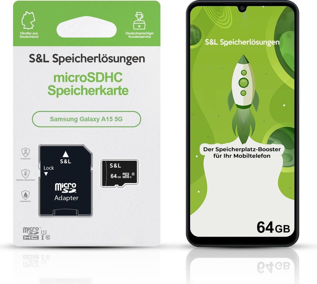 microSD Speicherkarte S&L für Samsung Galaxy A15 5G - Speicherkapazität: 64 GB