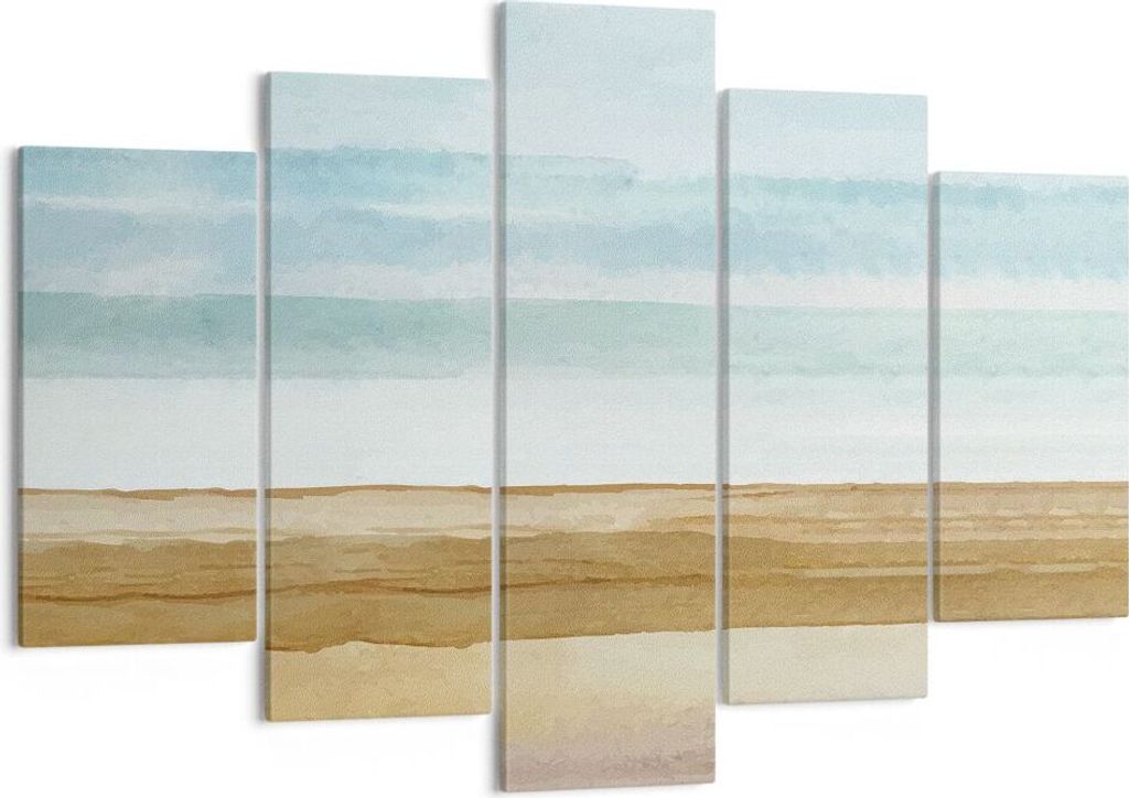 Bild auf Leinwand - Leinwandbild - 5 Teile - Abstraktion Gürtel Gold - 150x100cm - Wand Bild - Wanddeko - Wandbilder - Leinwanddruck - Bilder - Wa...