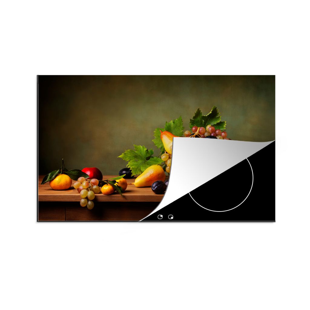 KitchenYeah Herdabdeckplatte Rustikal - Korb - Obst - Stilleben , 89x51cm, Küche Deko, Glaskeramikkochfeld Herdabdeckung, Abdeckplatte fùr Koch...
