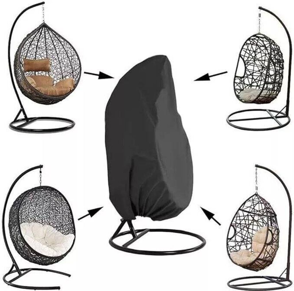 Hängesessel Abdeckung Schwingsessel Haube Schaukelstuhl Hängestuhl Schutzhülle, 190CM, Schwarz