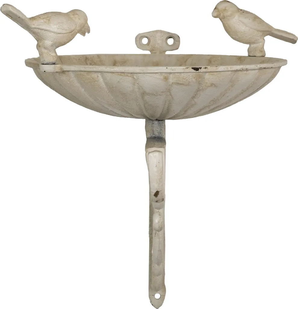Moritz Bain d'oiseaux mural blanc 31cm avec deux oiseaux - Abreuvoir
