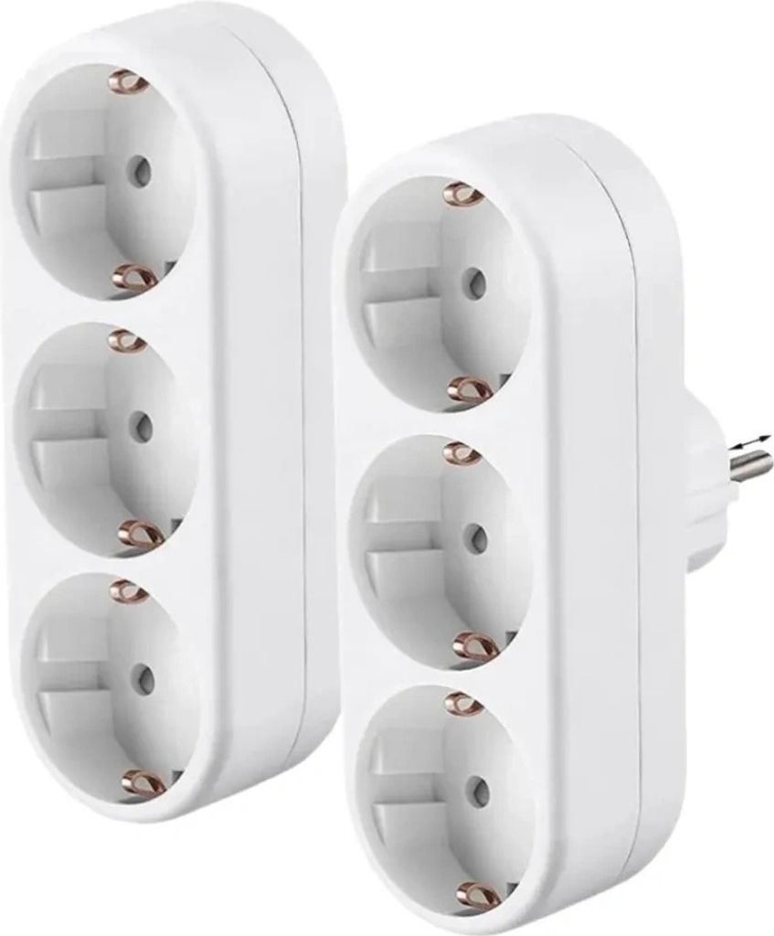 2X 3-Fach EU Steckdosenadapter,3-fach Rund Mehrfachstecker Produktbild 