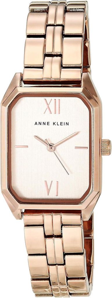 Anne Klein Damenuhr Armband Uhr Gold Schwarz Zifferblatt Gliederarmband Schmuckschließe 24mm Gehäuse 7 Zoll Armband Elegant