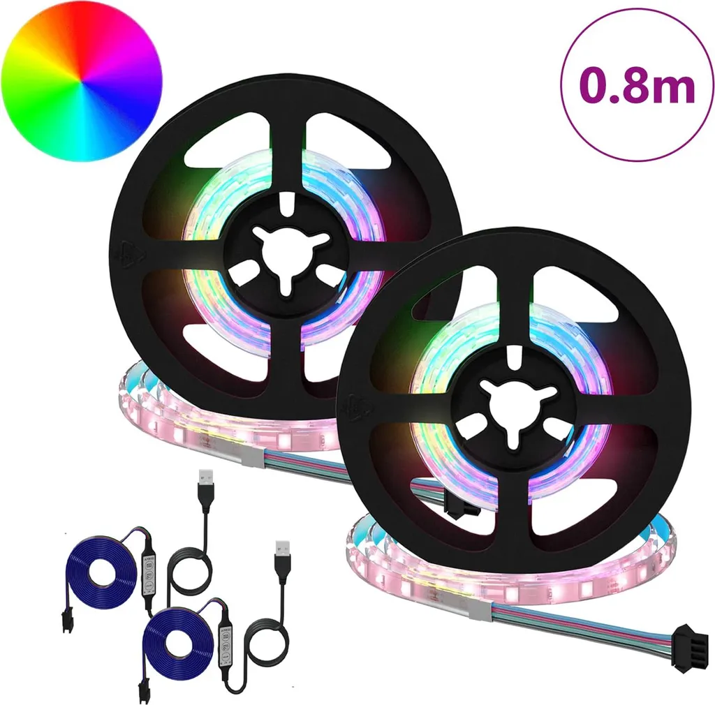 Set 2 Strisce LED vidaXL 40 cm Design Minimal Nero/Trasparente