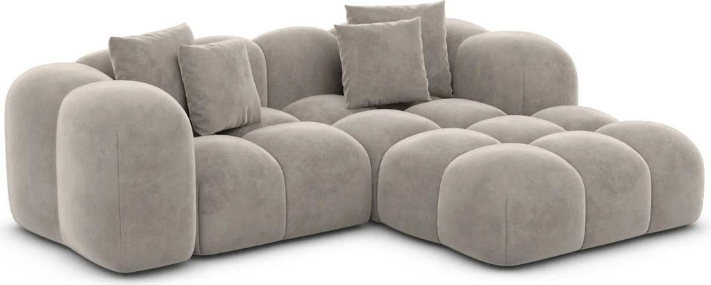 Samtstoff L-Form Studio Sofa Valora Sand Rechts