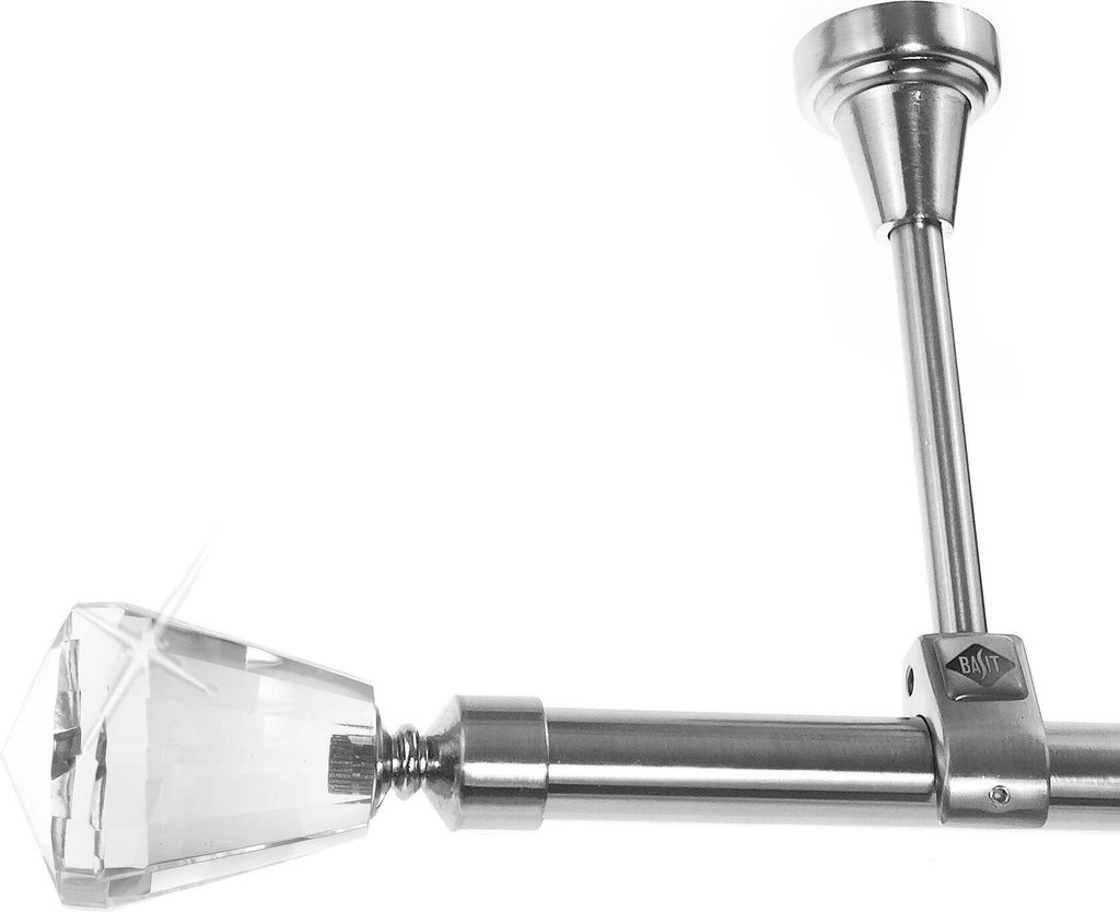 Gardinenstange mit Deckenhalterung I Metall Edelstahl Look 1-läufig Ø20mm D51 R