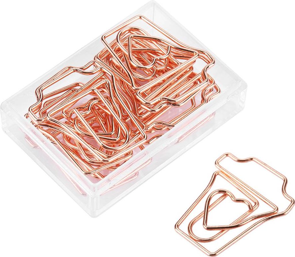 12 Teile/schachtel Rose Gold Farbe Metall Galvanik Büroklammern Lustige Lesezeichen Markierung Clip
