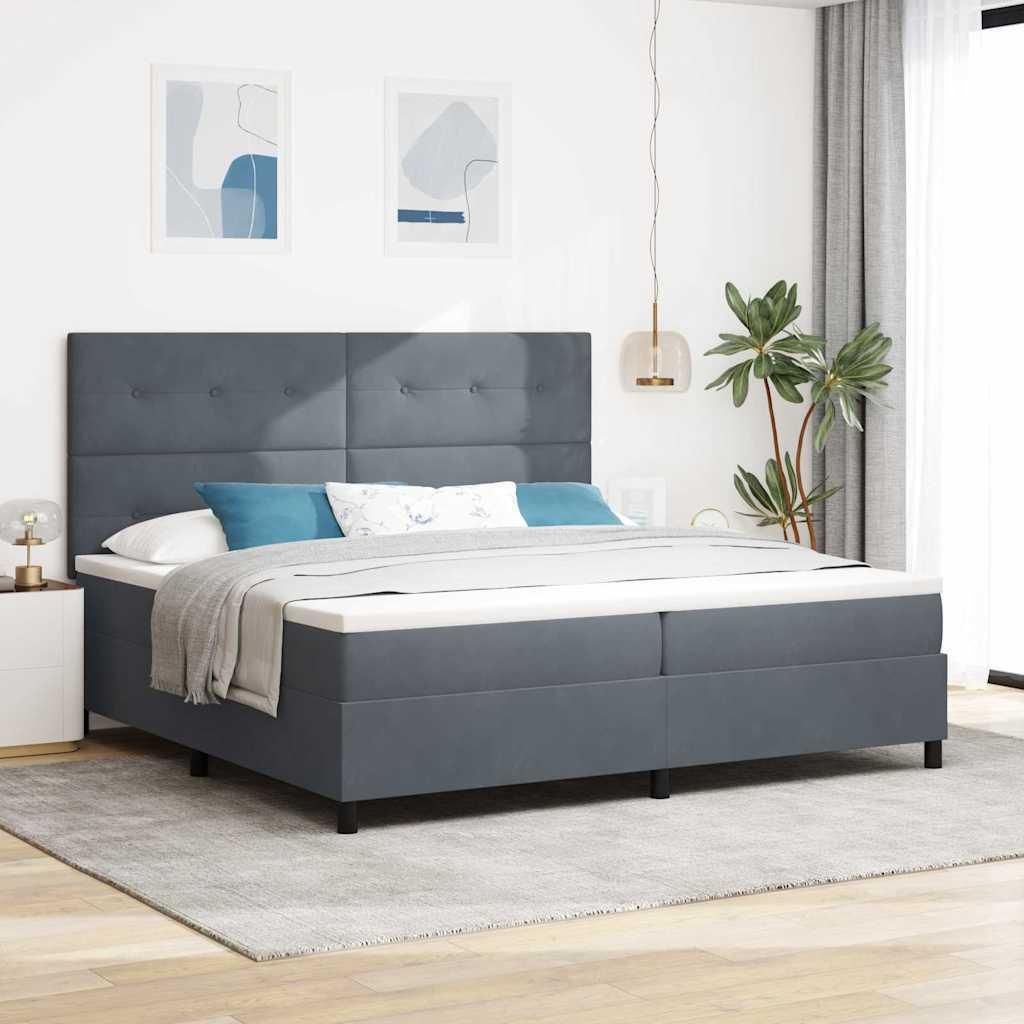CLORIS Boxspringbett mit Matratze Dunkelgrau 200 x 200 cm Samt - Klassische Betten 719