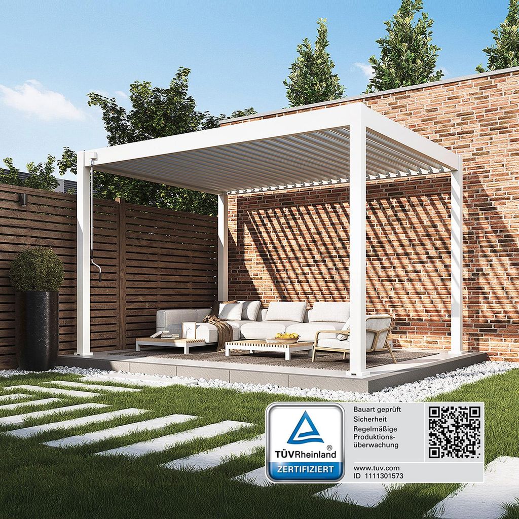 Classic Pavillon Terrassenüberdachung Aluminium 3 x 4 M weiß