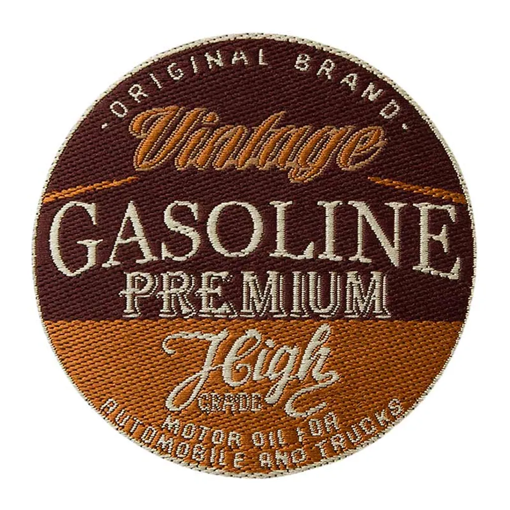 Écusson Brodé Gasoline 6,6x6,6 cm - Transfert Textile Haute Qualité