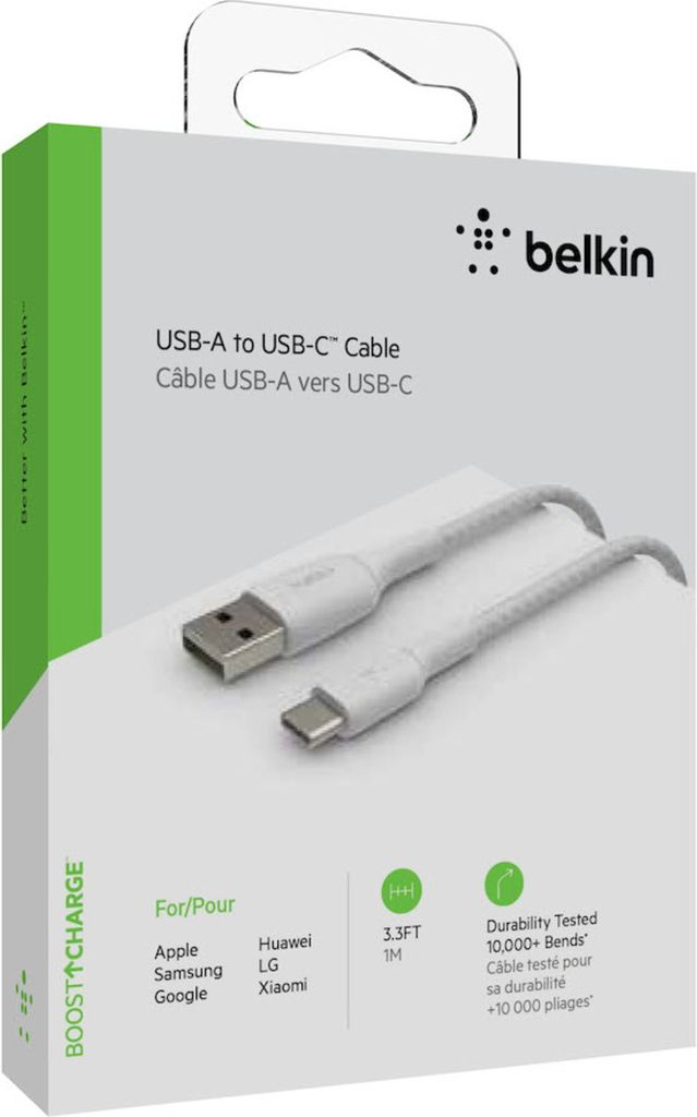 Belkin CAB002BT1MWH, 1 m, USB A, USB C, Weiß Produktbild 